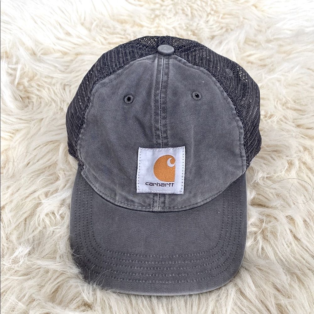 Carhartt Gray Sun Faded Hat Logo Patch Adjustable Curved Brim Unisex Street